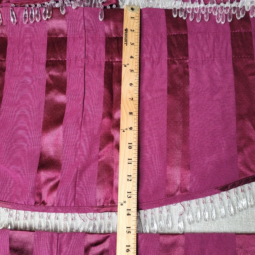 4 JCPenney Home Collection Valance Curtains 15x72 Panel Burgundy Striped Beaded